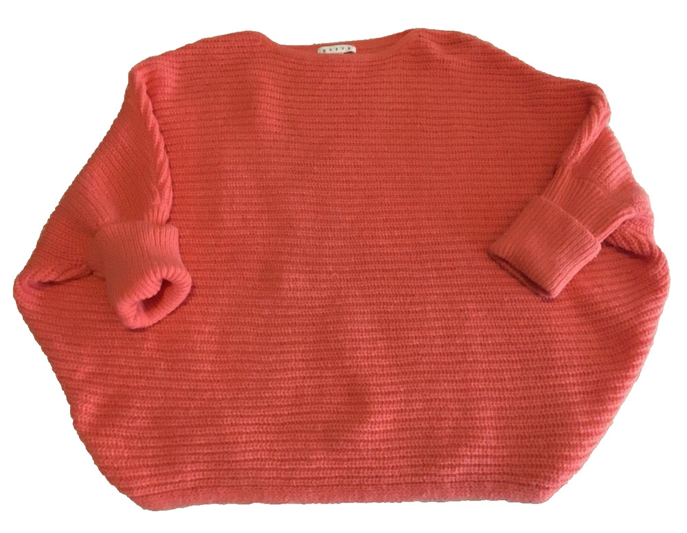 Hyfve Womens Oversized Sweater Size Medium Bright Orange Pullover Crewneck